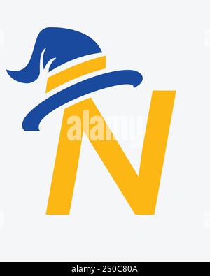 Lettre initiale N Magic Hat logo Design concept pour Magic Fantasy Symbol Illustration de Vecteur