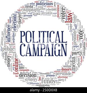 Conception conceptuelle de nuage de mots de campagne politique isolée sur fond blanc. Illustration de Vecteur