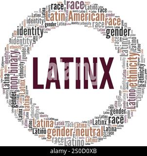 Conception conceptuelle de nuage de mots latinx isolé sur fond blanc. Illustration de Vecteur