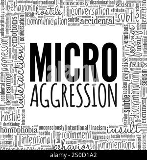 Conception conceptuelle de nuage de mots micro agression isolé sur fond blanc. Illustration de Vecteur