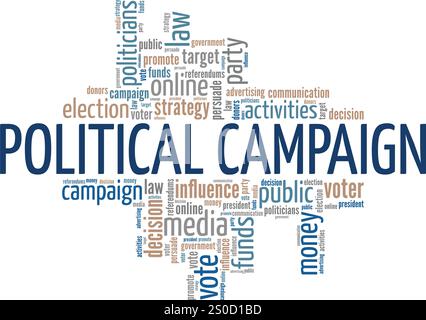 Conception conceptuelle de nuage de mots de campagne politique isolée sur fond blanc. Illustration de Vecteur