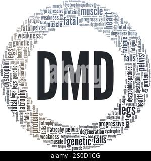 DMD Duchenne conception conceptuelle nuage de mots dystrophie musculaire isolé sur fond blanc. Illustration de Vecteur