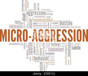 Conception conceptuelle de nuage de mots micro agression isolé sur fond blanc. Illustration de Vecteur