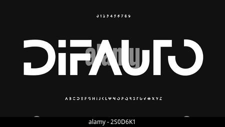 Alphabet audacieux futuriste, police géométrique fragmentée, police innovante minimaliste pour le branding technologique, titres cyber modernes. Numérique propre Illustration de Vecteur