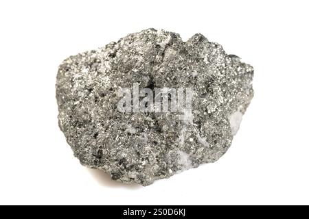 Spécimen de cristal de pyrite naturel avec lustre métallique et texture complexe. Banque D'Images