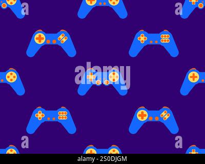Manette sans couture. Dispositif de commande de jeu pour jeux vidéo. Manette de jeu pour console de jeu rétro dans le style des années 80 - 90. Conception pour papiers peints, emballages, couvertures Illustration de Vecteur