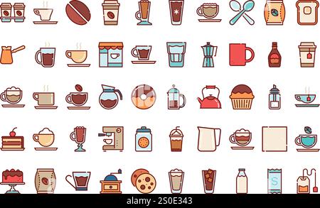 Icônes de café Collection d'icônes vectorielles de haute qualité avec Stroke modifiable. Idéal pour les projets professionnels et créatifs. Illustration de Vecteur