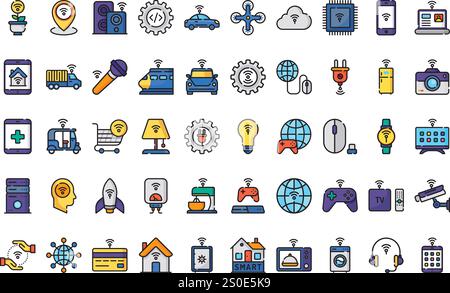 Icônes de l'Internet des objets Collection d'icônes vectorielles de haute qualité avec contour modifiable. Idéal pour les projets professionnels et créatifs. Illustration de Vecteur
