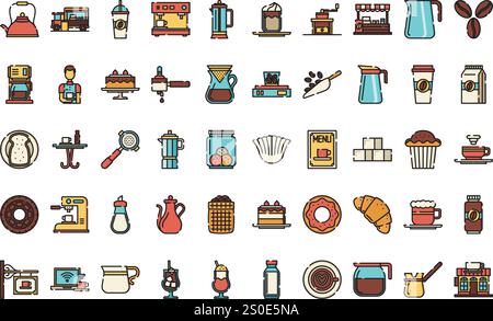 Icônes de café Collection d'icônes vectorielles de haute qualité avec Stroke modifiable. Idéal pour les projets professionnels et créatifs. Illustration de Vecteur