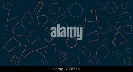 Divers Marron foncé placé au hasard, dimensionné et orienté style Art déco caractères gras motif - texture sur fond sombre à grande échelle, élément de conception pour Illustration de Vecteur