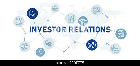 Relations investisseurs investissement relation d'entreprise Web en-tête de conception de fond ensemble collection de contours Illustration de Vecteur