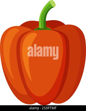 Poivron légume pour la cuisson des repas. Un élément lumineux dessiné à la main style plat tendance isolé pour le design. Illustration vectorielle Illustration de Vecteur