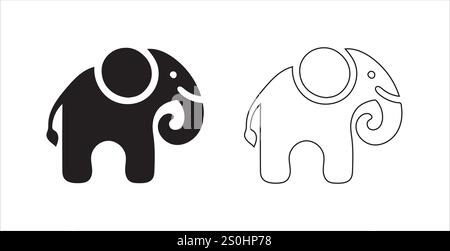 silhouette d'éléphant illustration vectorielle en gras et en ligne eps 10 sur un fond blanc fichier de haute qualité entièrement éditable. Illustration de Vecteur