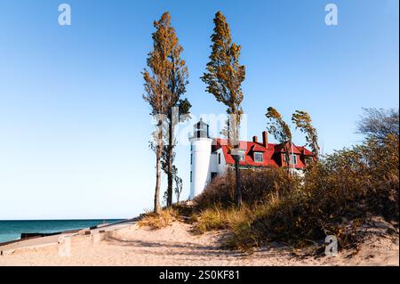 Phare de point Betsie sur le lac Michigan à Frankfort, Michigan Banque D'Images