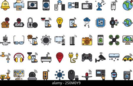 Icônes de l'Internet des objets Collection d'icônes vectorielles de haute qualité avec contour modifiable. Idéal pour les projets professionnels et créatifs. Illustration de Vecteur
