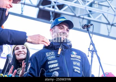 Bormio, Italie. 28 décembre 2024. Team Italy lors de la Coupe du monde de ski AUDI FIS - descente - hommes, course de ski alpin à Bormio, Italie, décembre 28 2024 crédit : Agence photo indépendante/Alamy Live News Banque D'Images