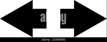 Deux flèches noires pointant dans des directions opposées, représentant la prise de décision, les chemins contrastés, et les choix qui viennent avec la navigation différente Illustration de Vecteur
