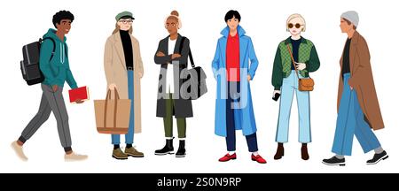 Divers jeunes, hommes, femmes vecteur isolé Illustration de Vecteur