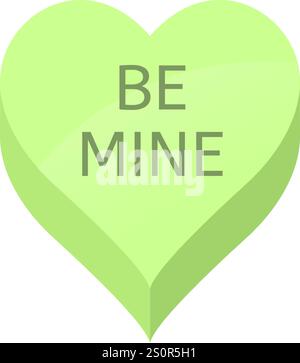 Cœur de bonbons vert classique avec le doux message Be mine, capturant l'esprit de la Saint-Valentin comme un symbole délicieux d'amour et d'affection Illustration de Vecteur