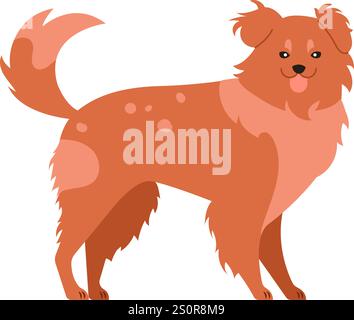 Illustration de bande dessinée d'un chien brun joyeux debout avec sa queue remuant et la langue sortant, transmettant un sentiment de bonheur et de jeu Illustration de Vecteur