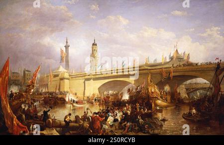 The Opening of New London Bridge est une peinture d'histoire de 1832 de l'artiste britannique Clarkson Stanfield[1] [2]. Elle représente l'ouverture du New London Bridge le 1er août 1831 par William IV. Banque D'Images