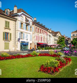 NYON, SUISSE - 19 juillet 2019 - Nyon est une ville sur les rives du lac Léman, dans le canton de Vaud en Suisse Banque D'Images