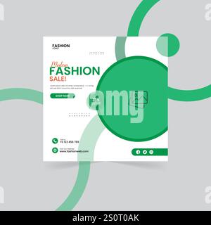 Nouveau modèle de conception de publication de médias sociaux de rabais de vente de mode moderne pour les vendeurs en ligne. Illustration de Vecteur