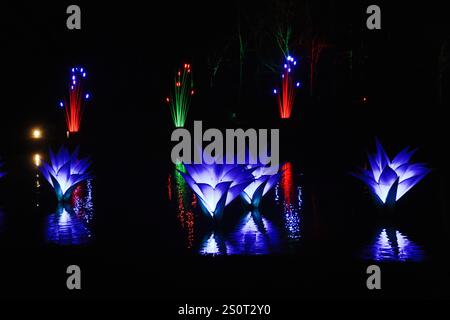 Lumières de Noël au château de Leeds Banque D'Images