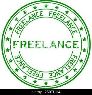 Grunge vert freelance mot rond timbre de joint en caoutchouc sur fond blanc Illustration de Vecteur