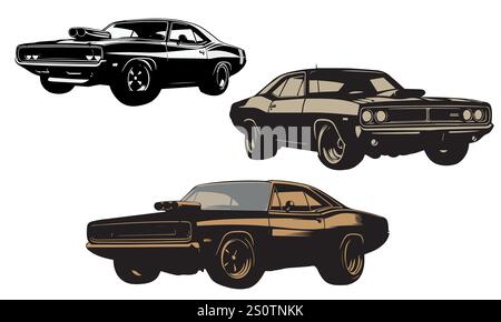 Conception de voiture Silhouette de haute qualité pour l'impression Illustration de Vecteur