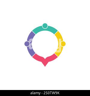 les gens famille ensemble l'icône de vecteur de logo de bulle de chat d'unité humaine Illustration de Vecteur
