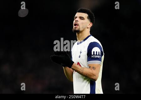 Dominic Solanke de Tottenham Hotspur après le match de premier League au Tottenham Hotspur Stadium de Londres. Date de la photo : dimanche 29 décembre 2024. Banque D'Images