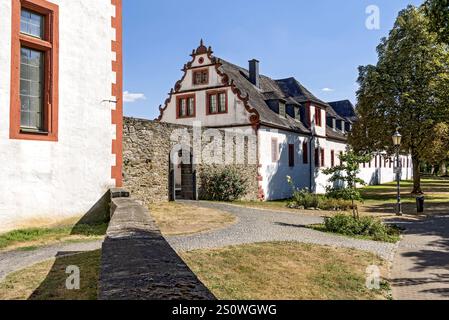 Bâtiments agricoles au château Hadamar, résidence Renaissance, vieille ville, Hadamar, Limbourg-Weilburg, Westerwald, Hesse, Allemagne, Europe Banque D'Images