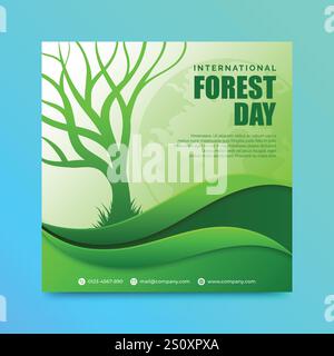 Bannière ou affiche de la Journée internationale des forêts avec illustration arbre sans feuilles Illustration de Vecteur