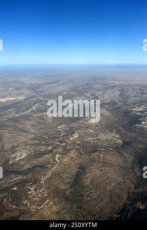 Vue aérienne des montagnes et des villages de Samarie, Palestine. Banque D'Images
