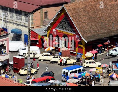 Vue sur le marché Analakely à Antananarivo, Madagascar. Banque D'Images