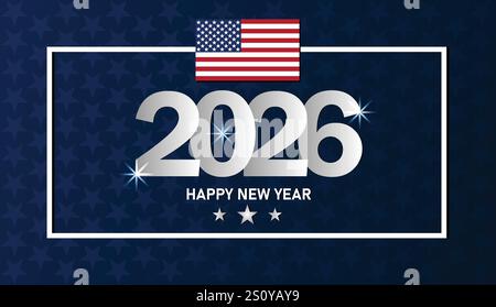 2026 fond d'écran bonne année avec des formes et typographie, bannière, carte, affiche, modèle. 2026 bonne année, fond moderne Illustration de Vecteur