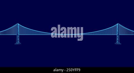 Le pont est représenté en bleu avec une ligne blanche qui le traverse. Le pont est très long et est le foyer principal de l'image Illustration de Vecteur