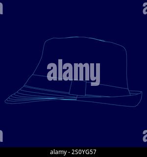 Chapeau avec un bord est dessiné en bleu Illustration de Vecteur