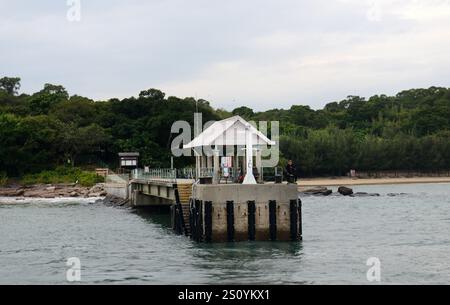 L'embarcadère du ferry à Tung Ping Chau, Hong Kong. Banque D'Images