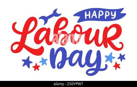 Happy Labor Day American Holiday Banner Lettering Illustration de Vecteur