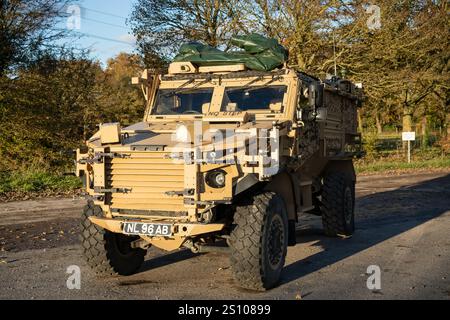 Gros plan d'un véhicule de patrouille protégé par Foxhound de l'armée britannique Banque D'Images