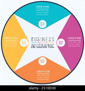 Infographie conception d'affaires 4 étapes, objets, éléments ou options modèle d'information d'affaires Illustration de Vecteur