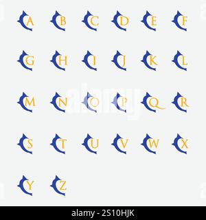 ensemble de conception d'illustration de modèle de modèle de modèle de vecteur de lettre de boussole initiale Illustration de Vecteur