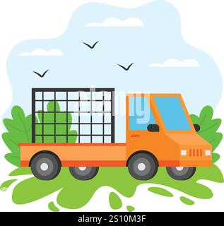 Concept de véhicule de déplacement ou de relocalisation de chien, transporteur transporté ou conception d'icône de couleur de vecteur de caisse, symbole d'accueil d'animaux de compagnie et d'hôtel, signe d'animaux de chenil Illustration de Vecteur