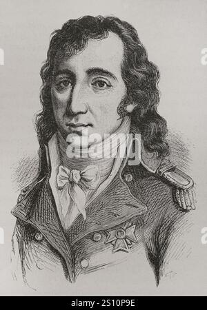 William Sidney Smith (1764-1840) Amiral britannique de la Royal Navy. Il a servi dans les guerres révolutionnaires américaine et française. Portrait. Gravure. "Histoire de la Révolution française". Volume I, 2e partie, 1879. Banque D'Images