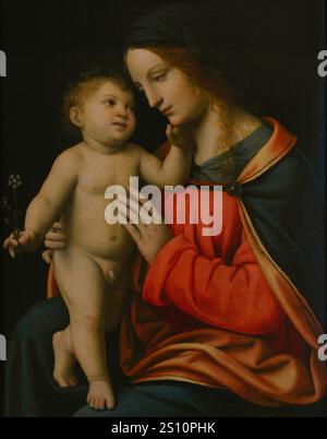 Bernardino Luini (vers 1481-1532) Peintre italien. Madonna and Child (connue sous le nom de 'Madonna Oggioni'), vers 1516. Huile sur panneau de bois (42 x 33 cm). Pinacoteca Castello Sforzesco, Milan, Italie. (Prêt, de la Pinacoteca di Brera, Milan). Banque D'Images