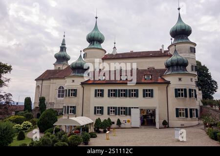 ARTSTETTEN, AUTRICHE - 31 JUILLET 2021 : paysage avec Schloss Artstetten château en Autriche par jour nuageux Banque D'Images