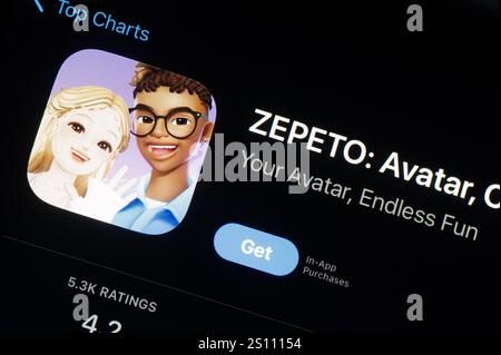 OSTRAVA, TCHÉQUIE - 27 JUILLET 2024 : App Store avec l'application mobile Zepeto avatar à installer Banque D'Images