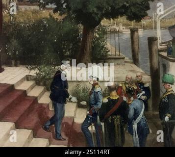 L'empereur François-Joseph est accueilli sur le quai par le prince Louis de Bavière au nom du prince régent Luitpold. Banque D'Images